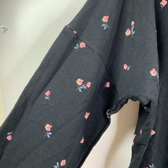 Amour Vert Ebele Floral Printed Luxe Fleece Sweatshirt Top Black Size XL NWT - Picture 4 of 8